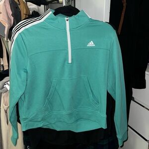 adidas Teal Half-Zip Sweatshirt with White Logo
